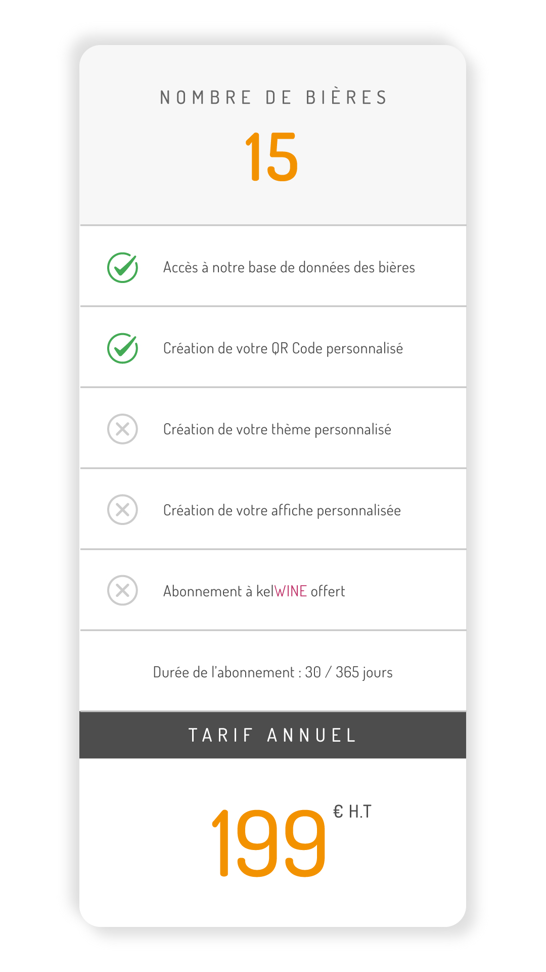 Abonnement 15 bi&egrave;res