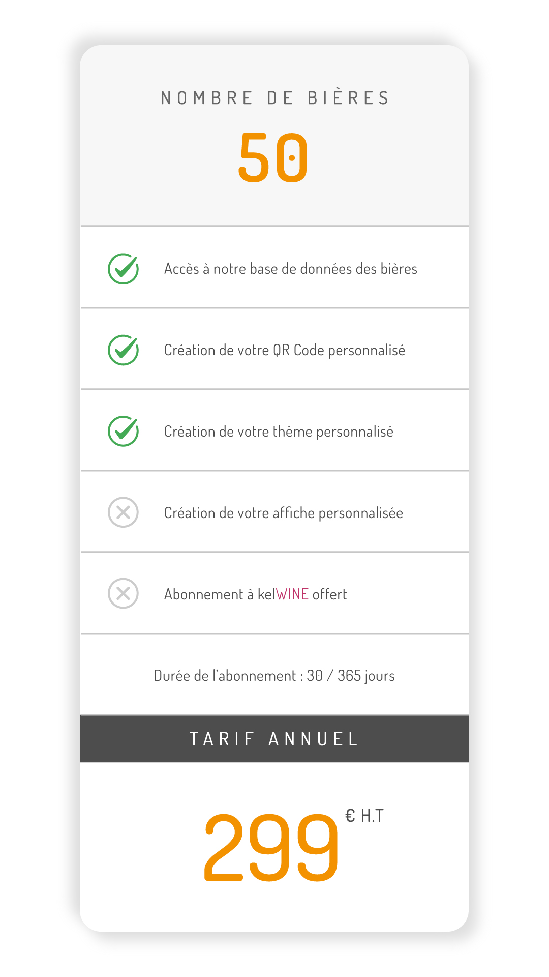 Abonnement 50 bi&egrave;res